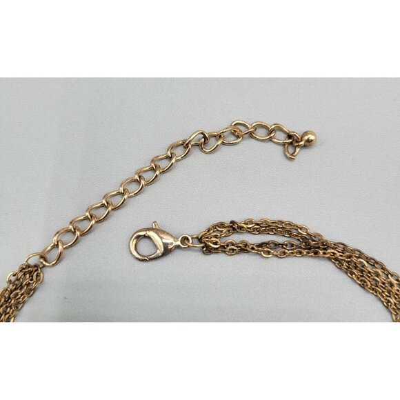 Multi-Strand Pink Peach Beaded Springtime Necklace Gold Tone Lobster Clasp - Picture 4 of 4